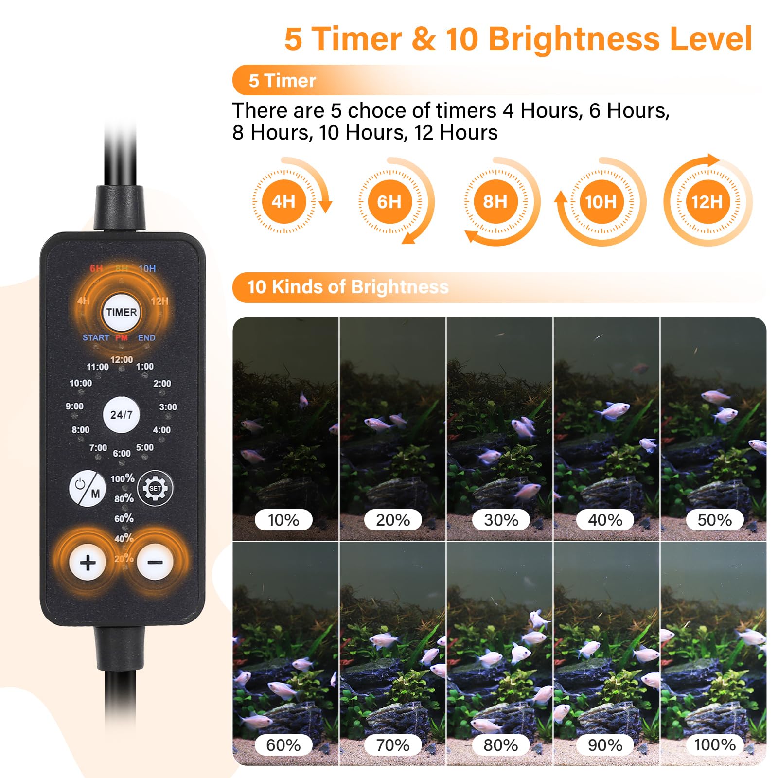 Hygger submersible LED aquarium light DIY mode for custom timings and colors