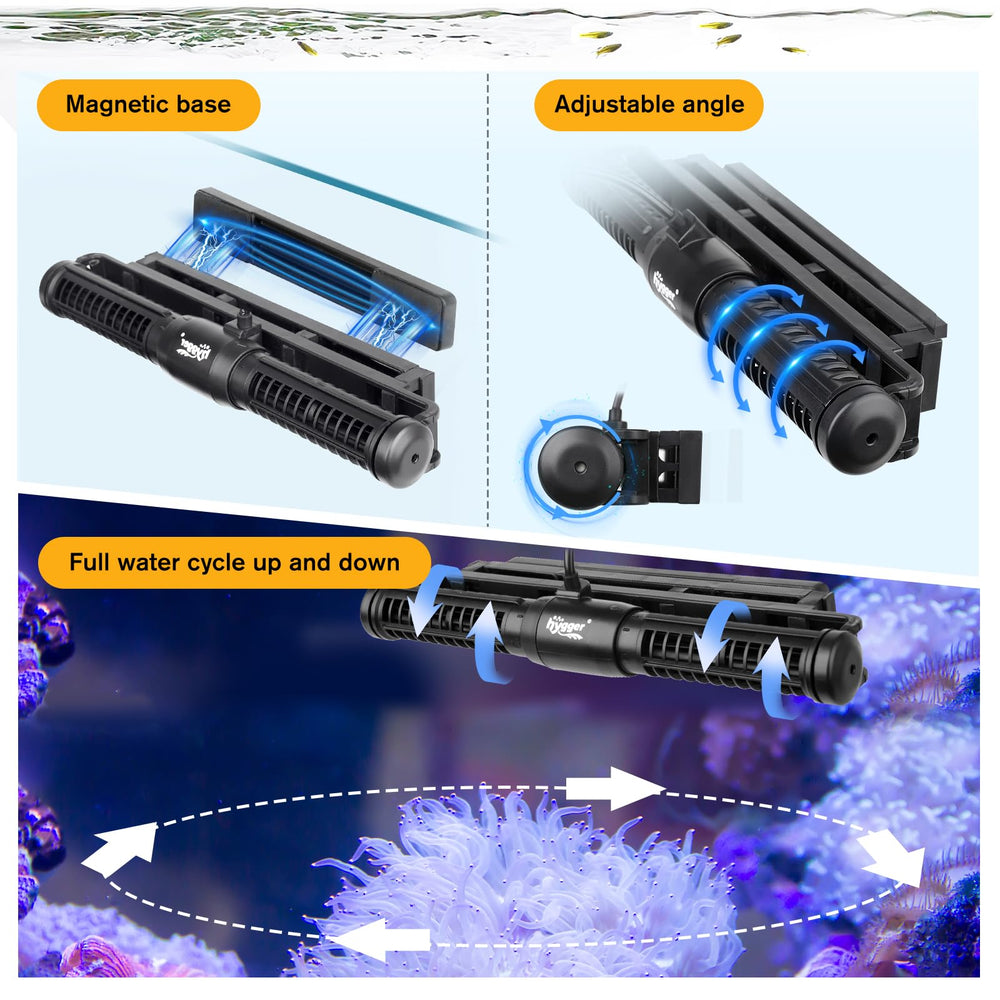 Hygger wave maker suitable for freshwater and reef tanks up to 265 gallons.