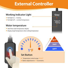hygger Upgrade Ceramic Aquarium Heater 100W digital LED display for easy temperature monitoring.