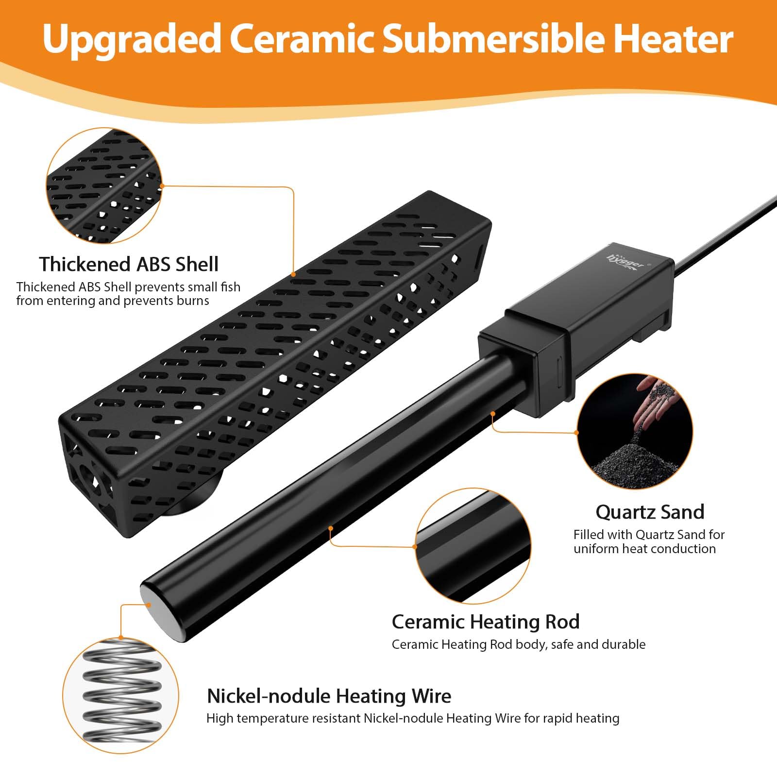hygger Upgrade Ceramic Aquarium Heater 100W explosion-proof ceramic for safe durable operation.