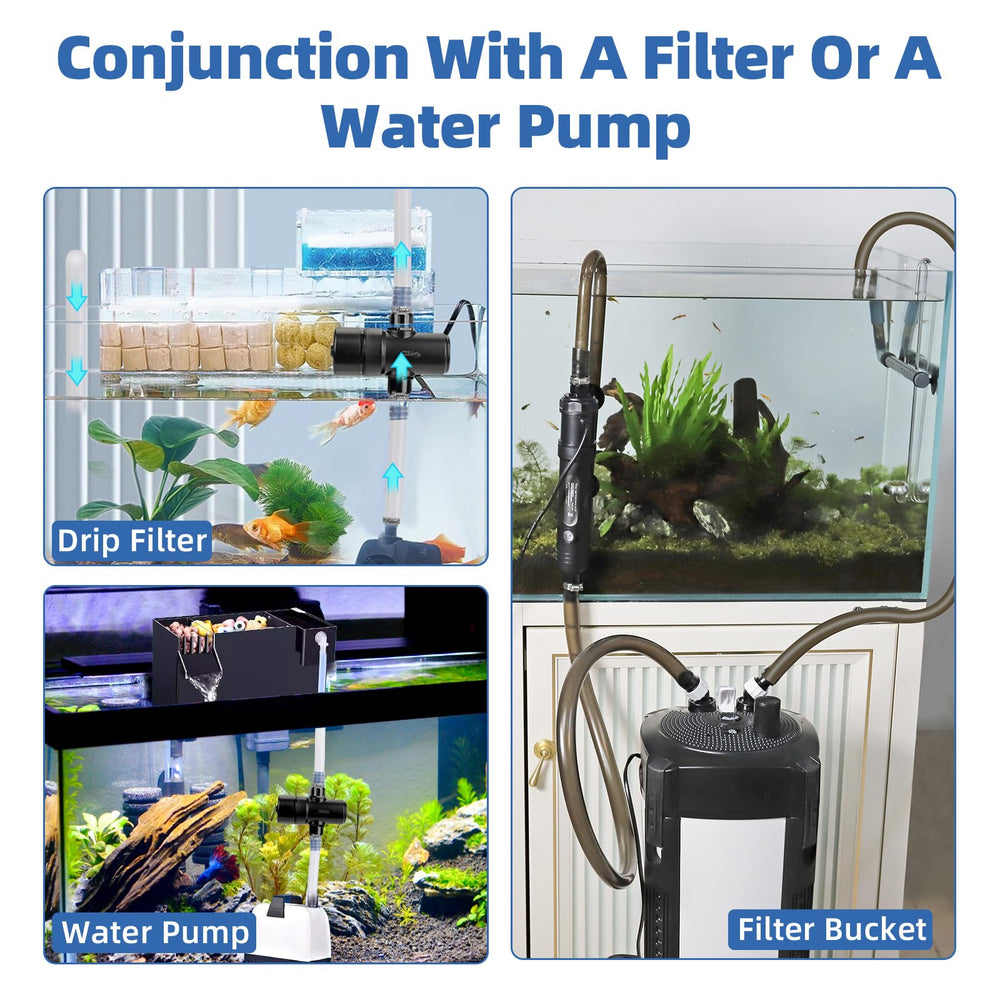 hygger uv light connected to filter demonstrates inside-out installation for water flow
