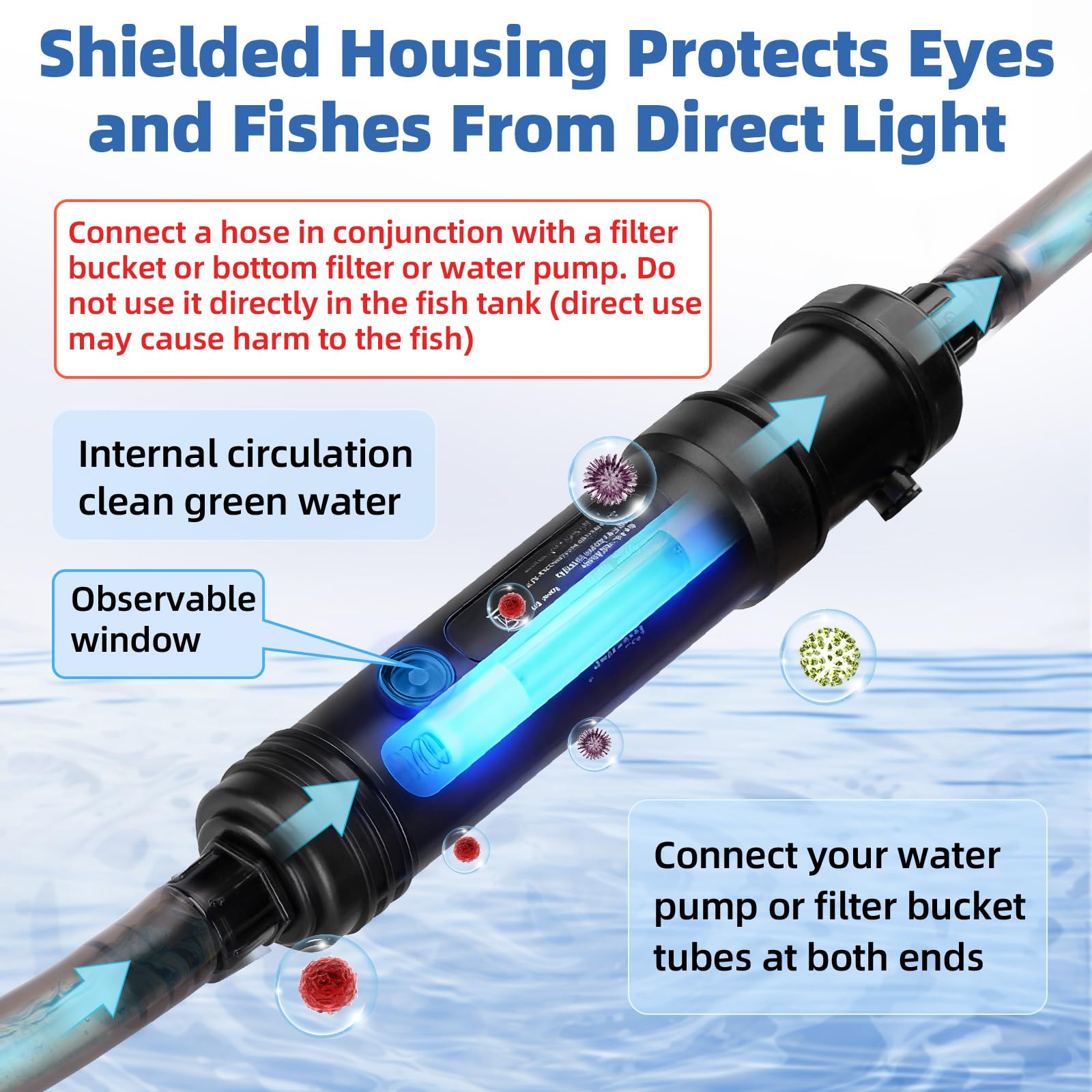 hygger uv light viewing window allows safe status checks without opening the system
