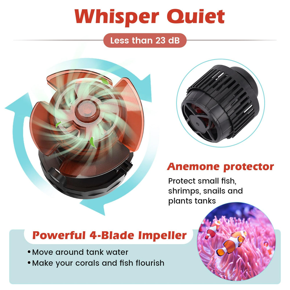 Hygger Wave Maker 4-blade impeller delivers efficient, quiet circulation.