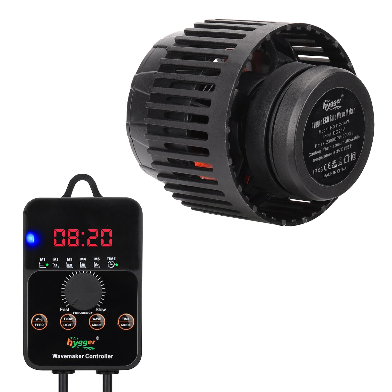 Hygger Wave Maker controller display for customizable schedules and modes.