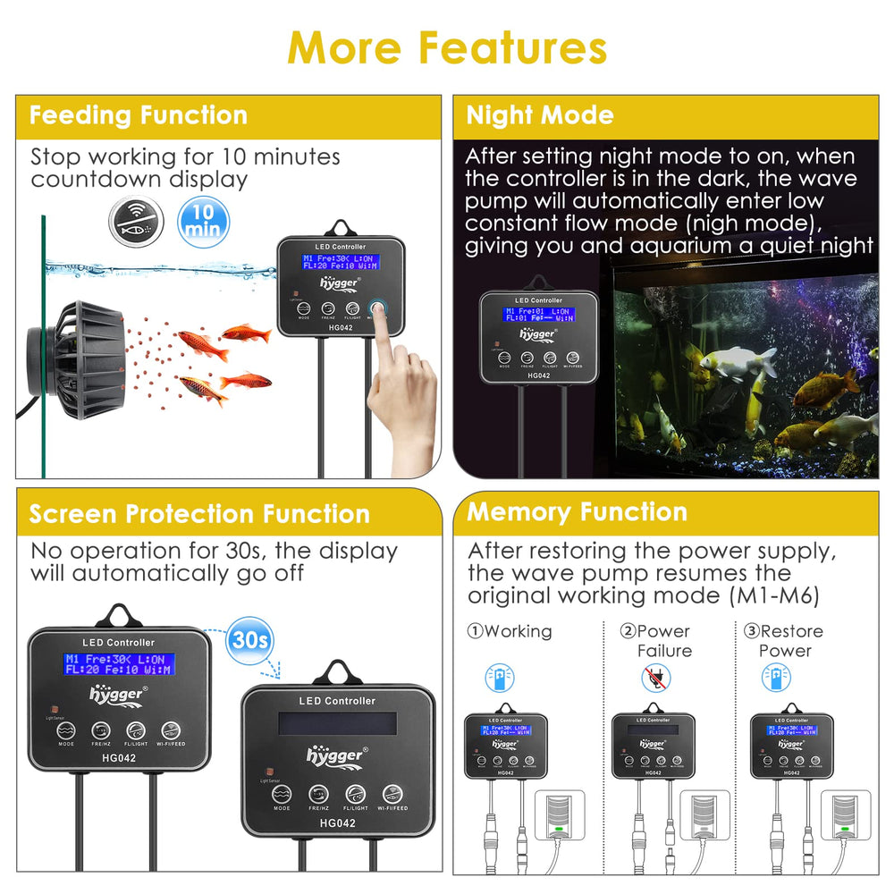 Hygger wavemaker pump water flow visualization emphasizes increased circulation and oxygenation potential.