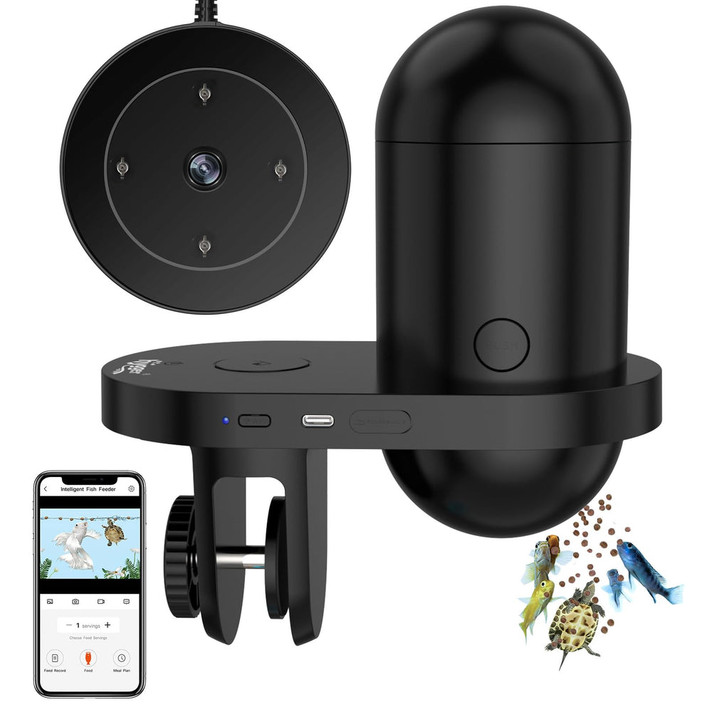 Hygger WiFi feeder front-view demonstrates remote feeding control for busy days.
