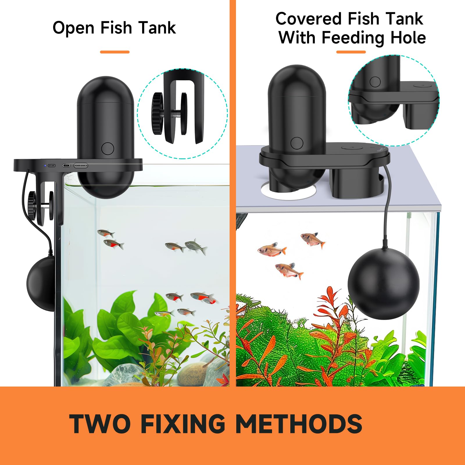 Hygger WiFi feeder moisture-proof design emphasizes freshness with auto-close after feeding.
