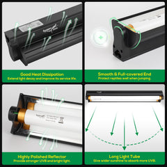 Hygger zoo aluminum terrarium hood with heat dissipation extends bulb life and performance