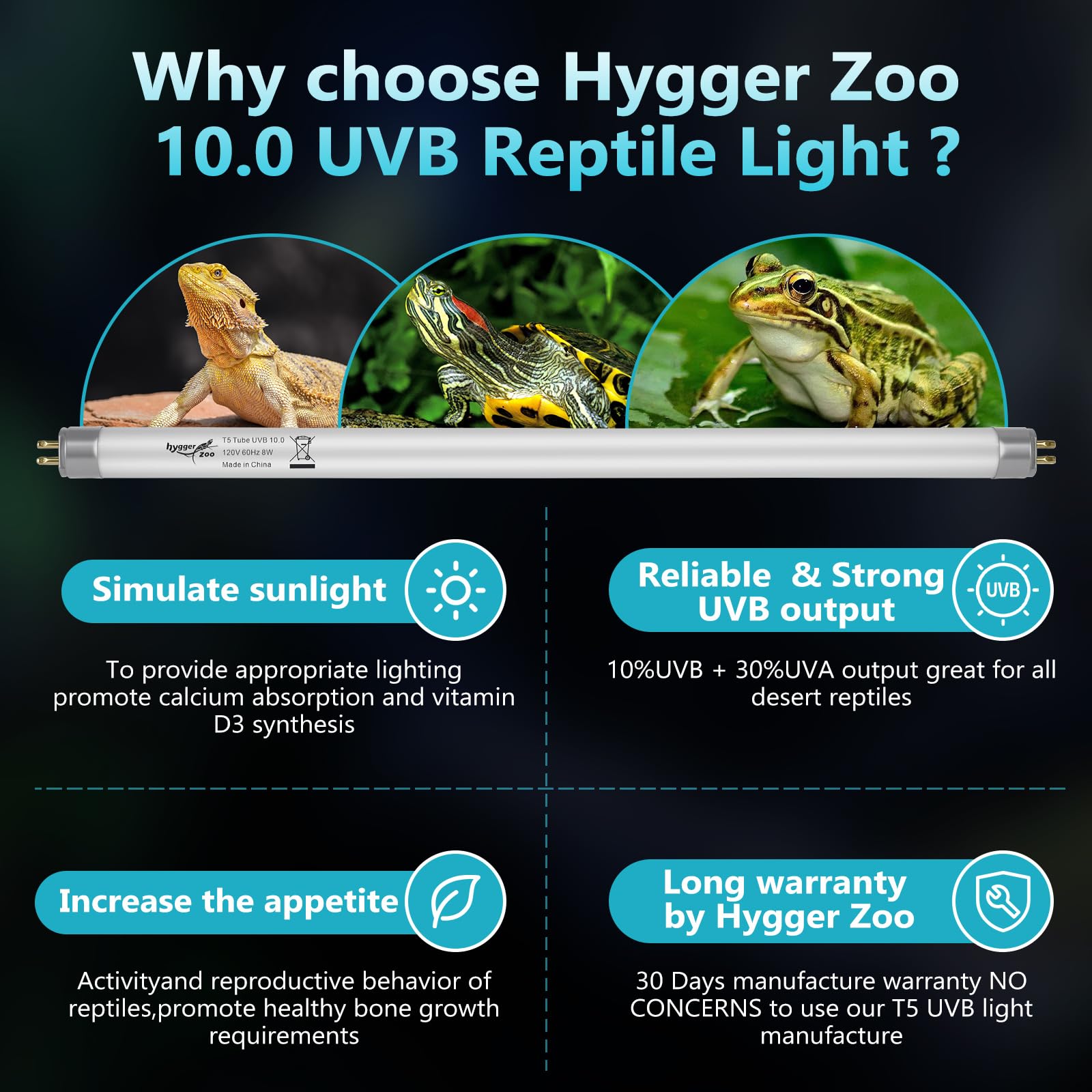 Hygger Zoo 10,000h desert engine for long-lasting UVB