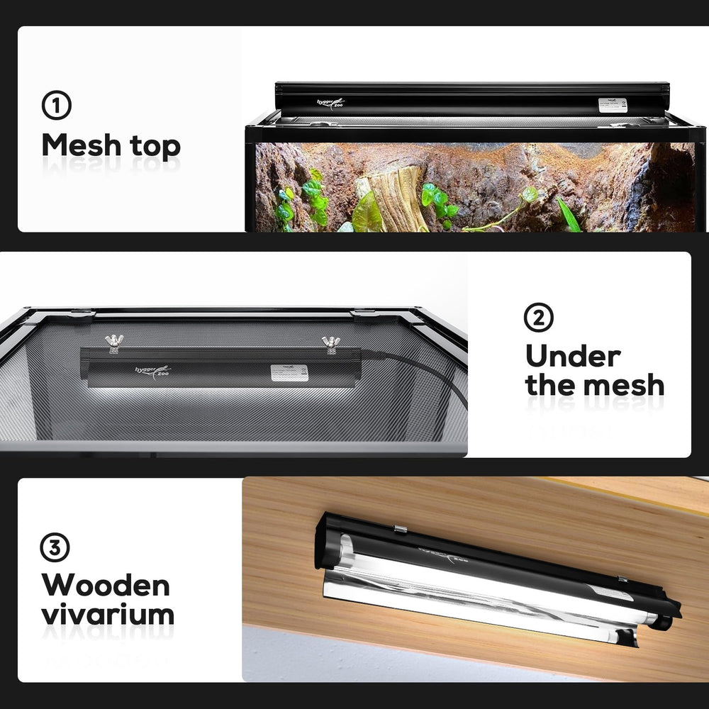 Hygger Zoo easy-install-hanging-kit image demonstrating quick setup with on/off switch.
