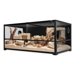 Hygger Zoo glass terrarium front view shows spacious reptile habitat