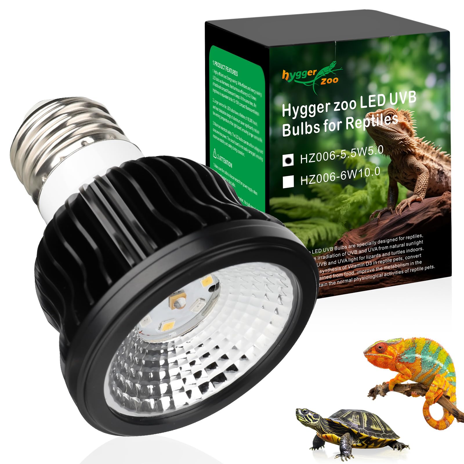 Hygger Zoo UVB light bulb closeup supports reptile bone health and activity