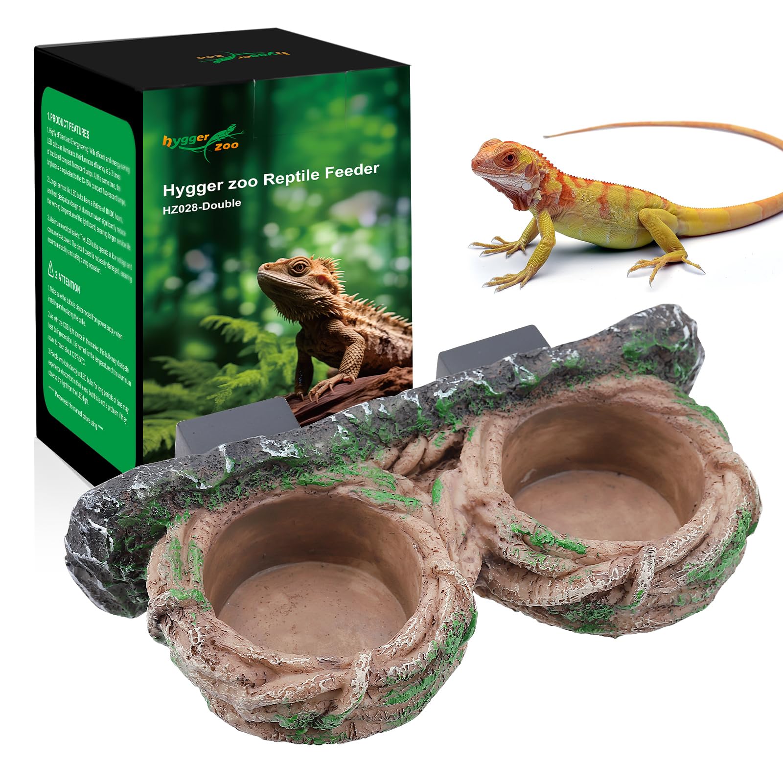 Hygger Zoo magnetic reptile feeding ledge closeup bowl showing stable one-piece design.