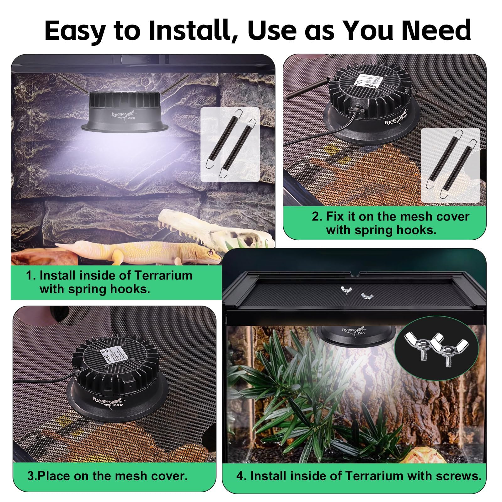 Hygger zoo reptile tank accessory in black fits modern terrariums.