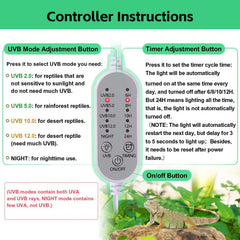 Hygger zoo UVB light powering a basking setup for reptile comfort.