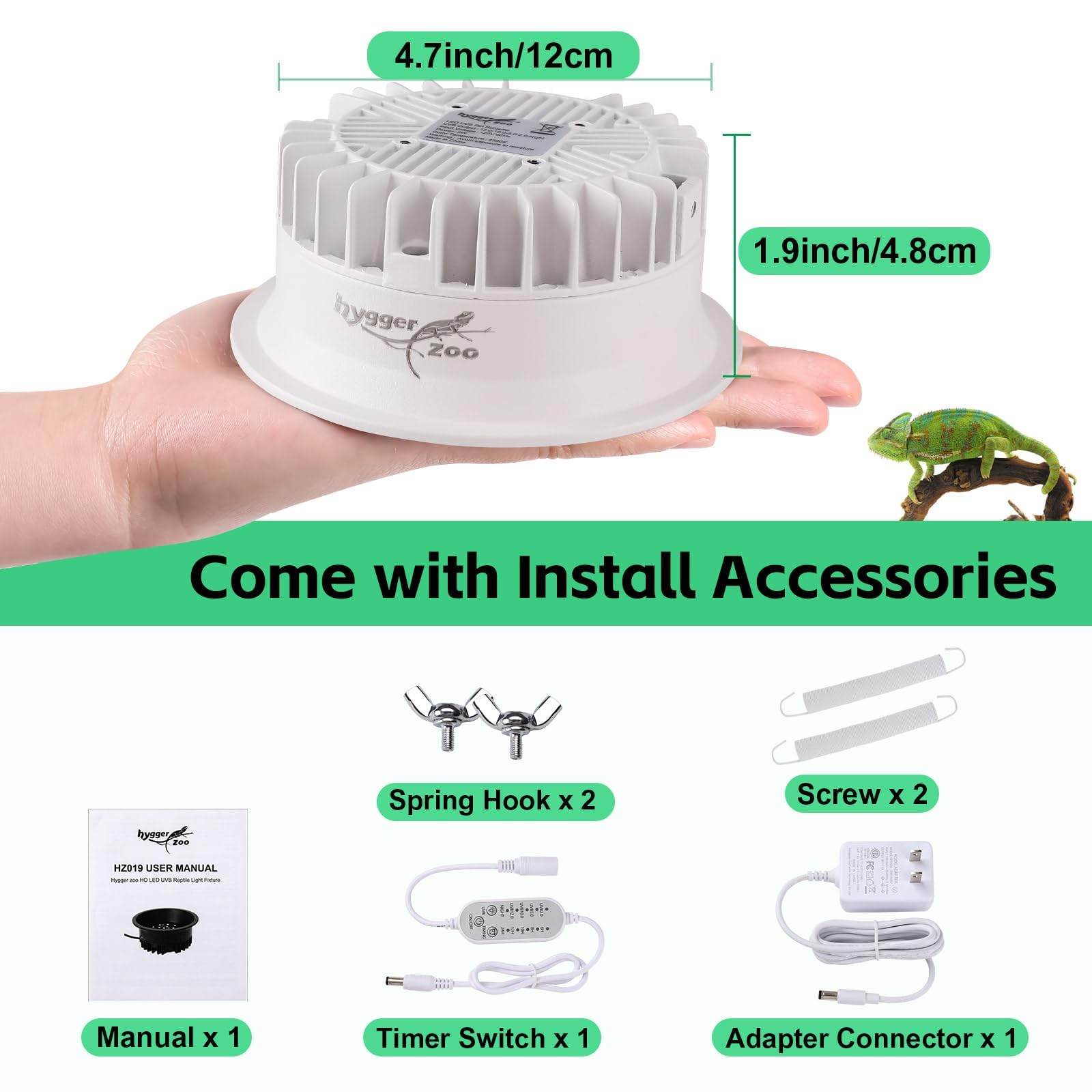 Hygger zoo UVB light supports gecko and turtle terrariums with healthy UV exposure.