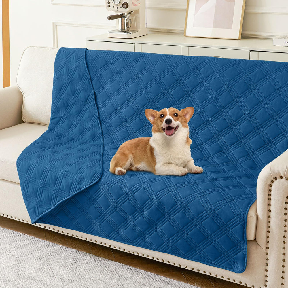 Hyha dog blanket on sofa showing waterproof protection for furniture