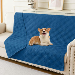 Hyha dog blanket on sofa showing waterproof protection for furniture