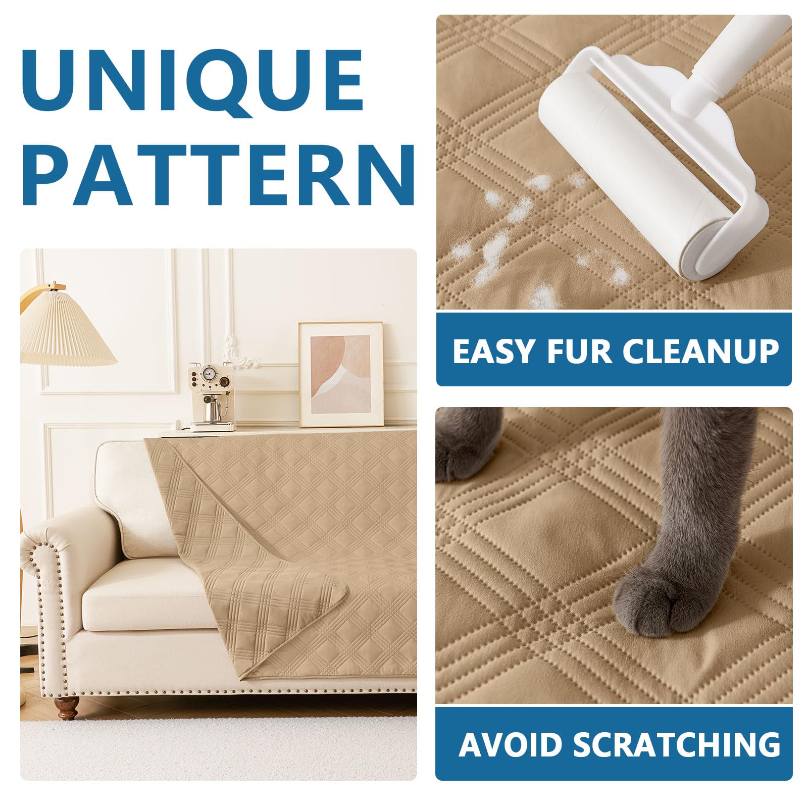 hyha soft microfiber camel blanket on couch emphasizes cozy, durable fabric.