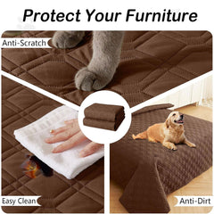 hyha waterproof dog bed blanket draped on couch shows reversible color options