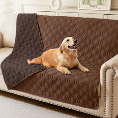 Hyha waterproof dog bed blanket closeup shows triple protection on both sides for spills
