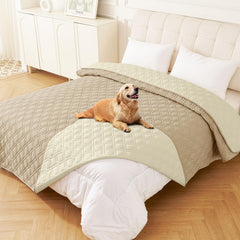 hyha waterproof dog bed blanket laid flat showing dual-color design for furniture protection