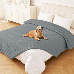 hyha waterproof dog bed blanket folded close-up highlights soft texture and triple protection