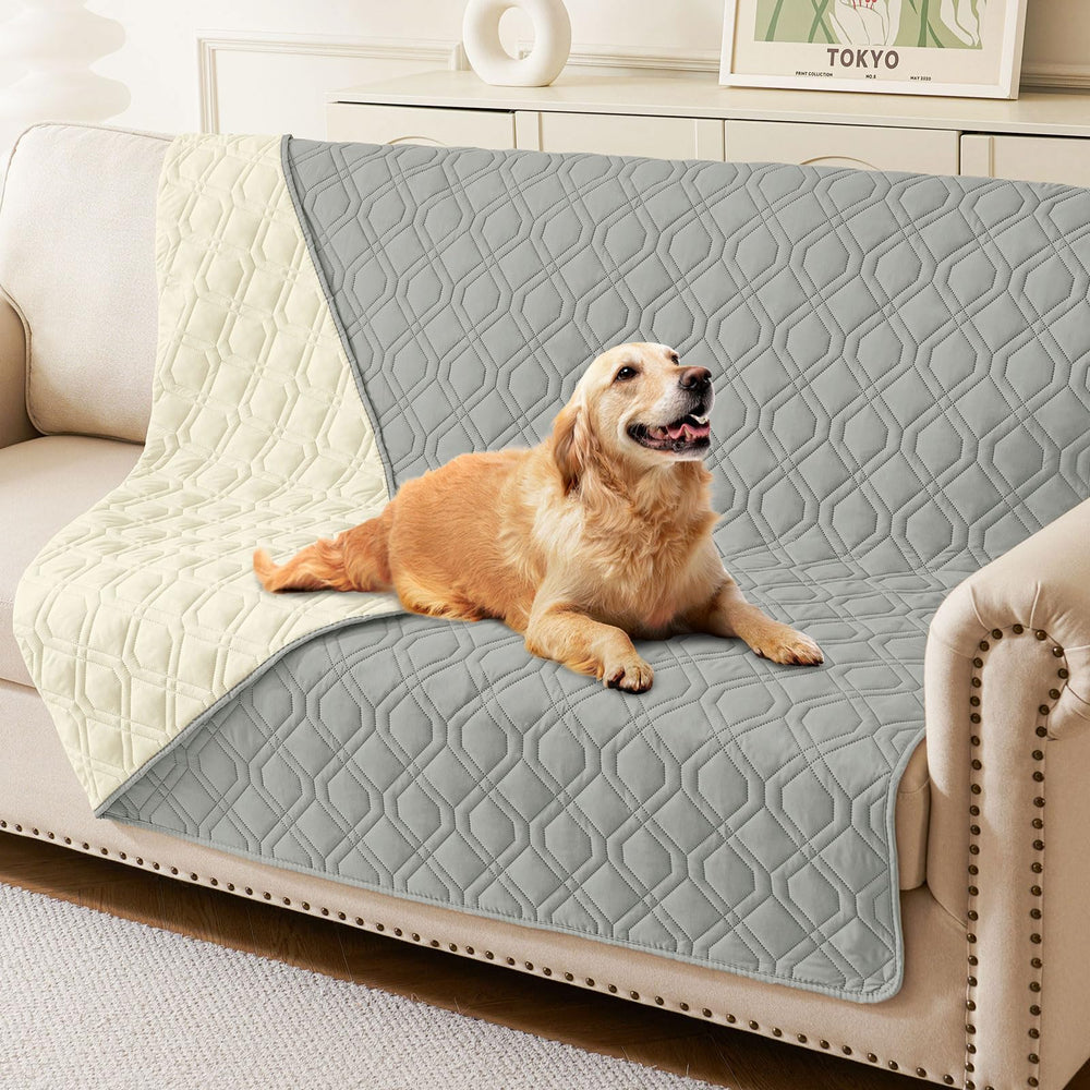 hyha waterproof dog bed blanket front view showing triple protection against spills