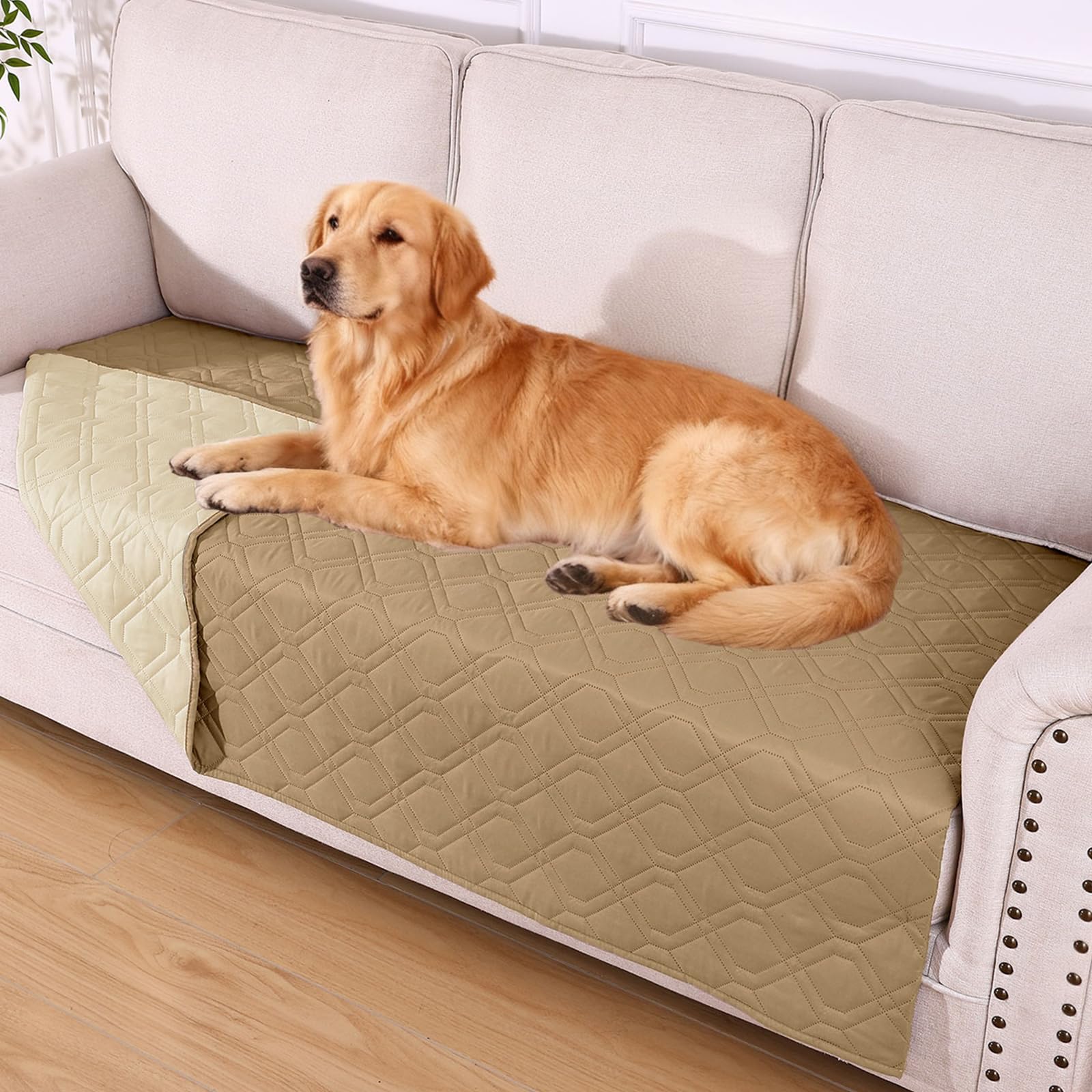 hyha waterproof dog bed blanket close-up of soft-touch fabric with triple protection