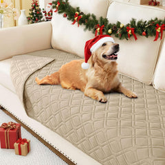 hyha waterproof dog bed blanket taupe closeup showing dual-sided protection