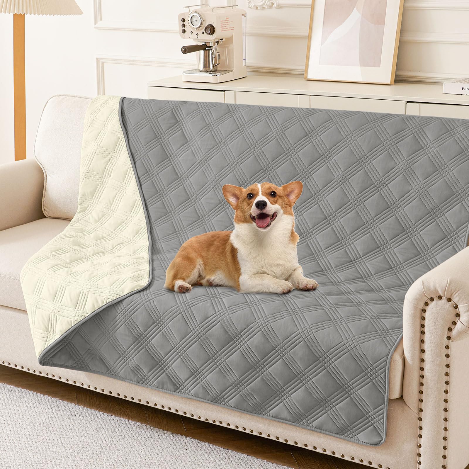 hyha waterproof dog blanket 52x82 grey on sofa protects against spills