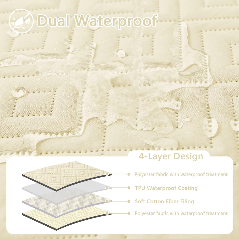 hyha waterproof dog blanket back beige view protects cushions from accidents and moisture.