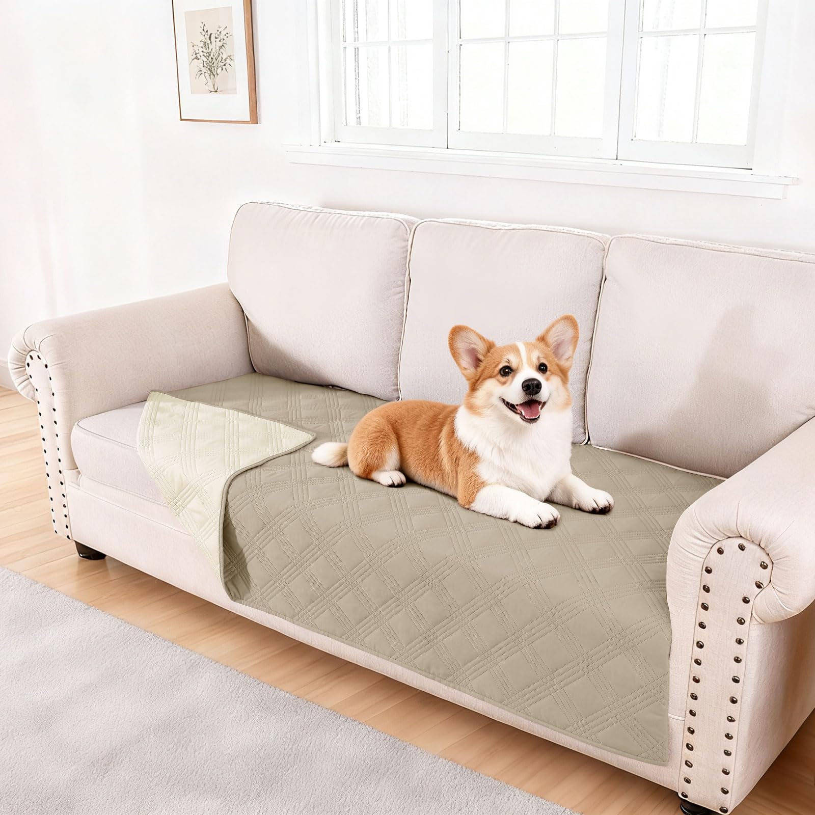 hyha Waterproof dog blanket closeup highlights microfiber texture and TPU coating for stain resistance