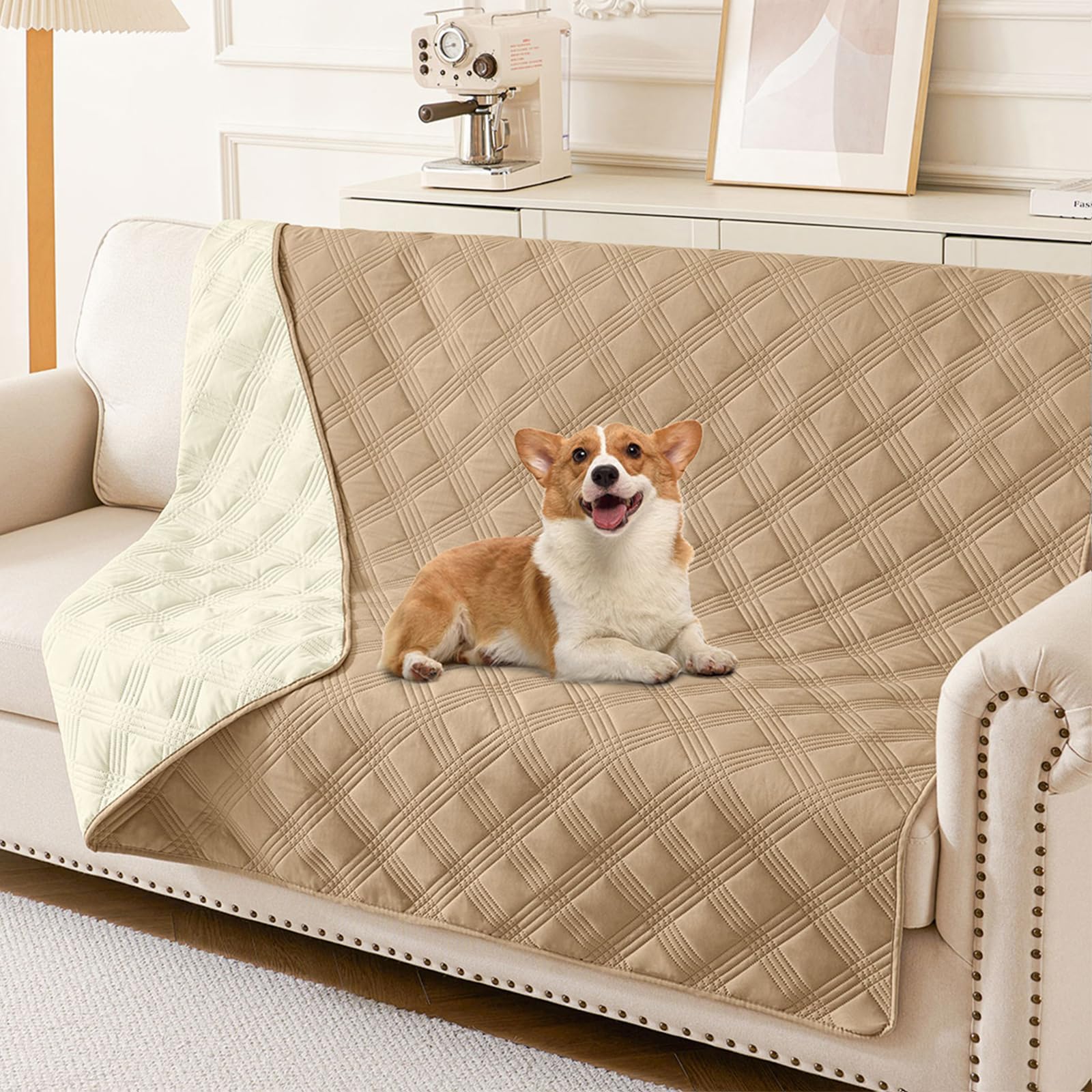 hyha waterproof dog blanket folded, easy to store and ready for travel