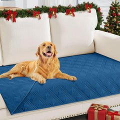 hyha waterproof dog blanket navy front view protects sofa from spills