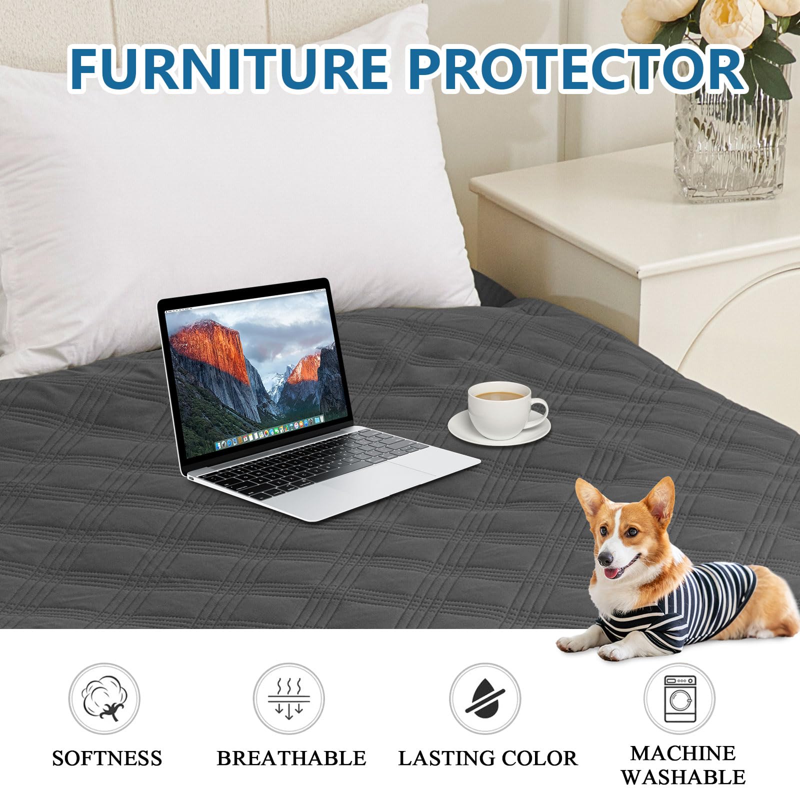 Hyha waterproof dog blanket pet-friendly living room scene with dogs and cats