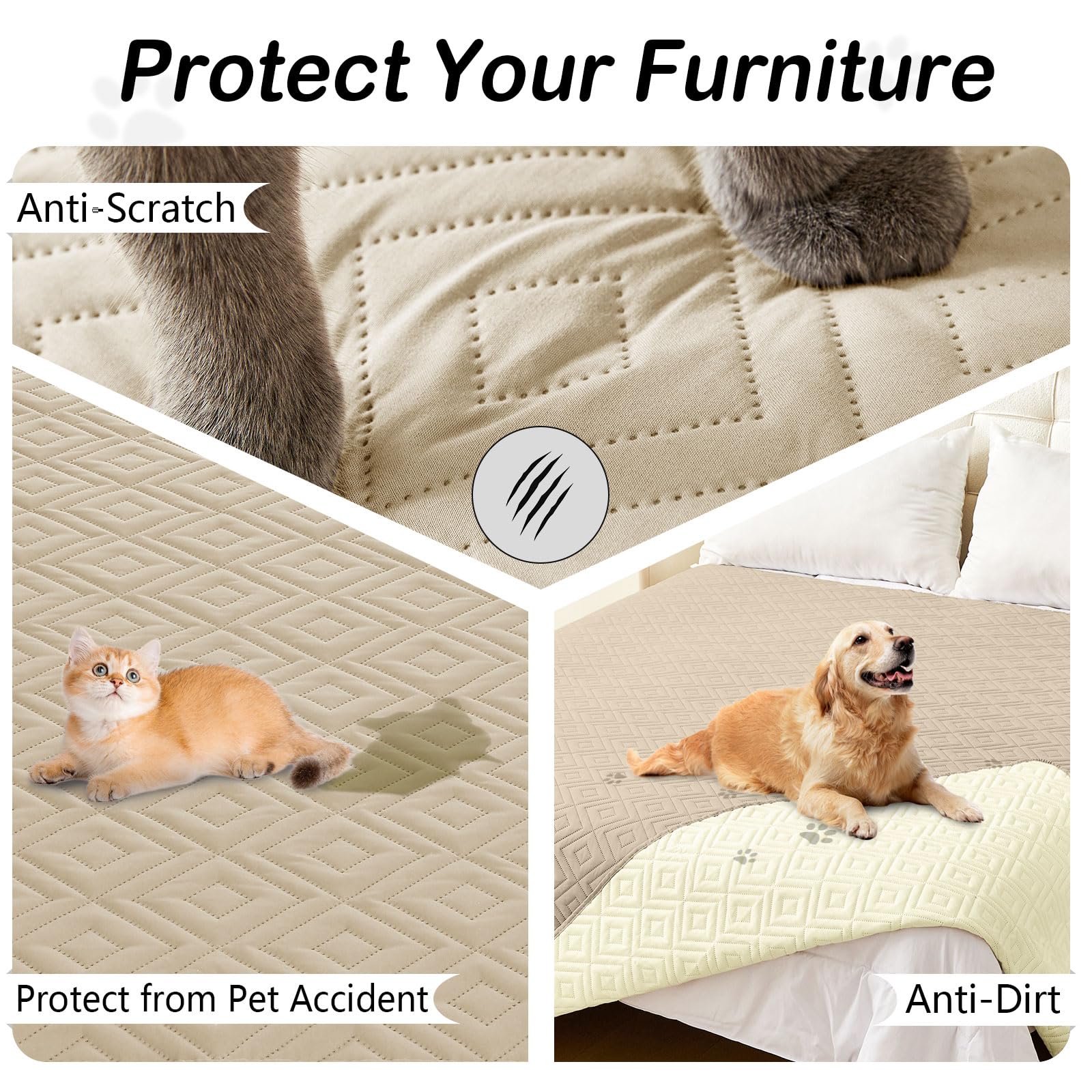 Hyha dog blanket back beige color complements furniture and hides wear