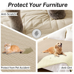 Hyha dog blanket back beige color complements furniture and hides wear