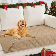Hyha waterproof dog blanket on a sofa protecting against spills.