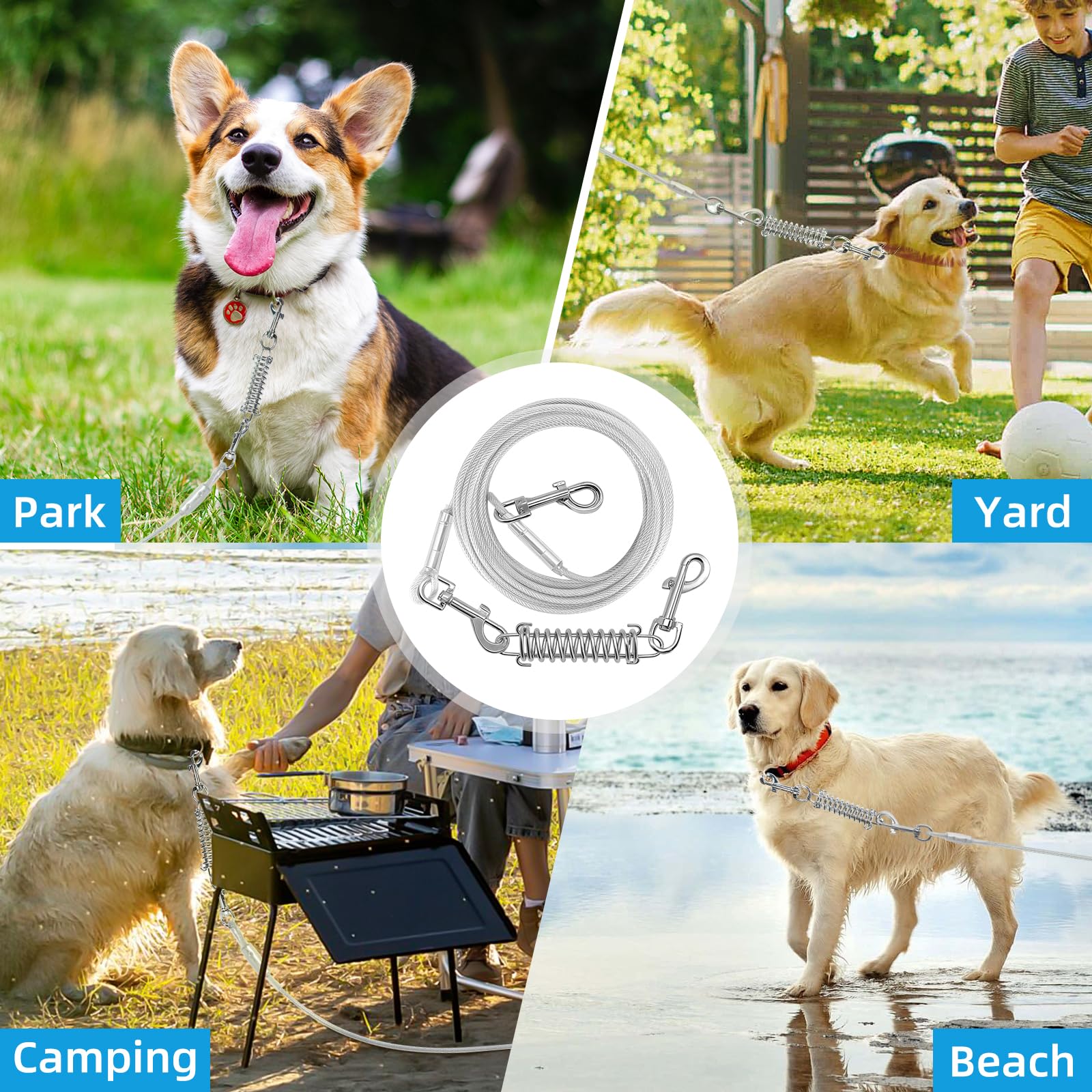 hyhjh outdoor-dog-lead-yard-camping promotes versatile use in yard and camping scenarios.