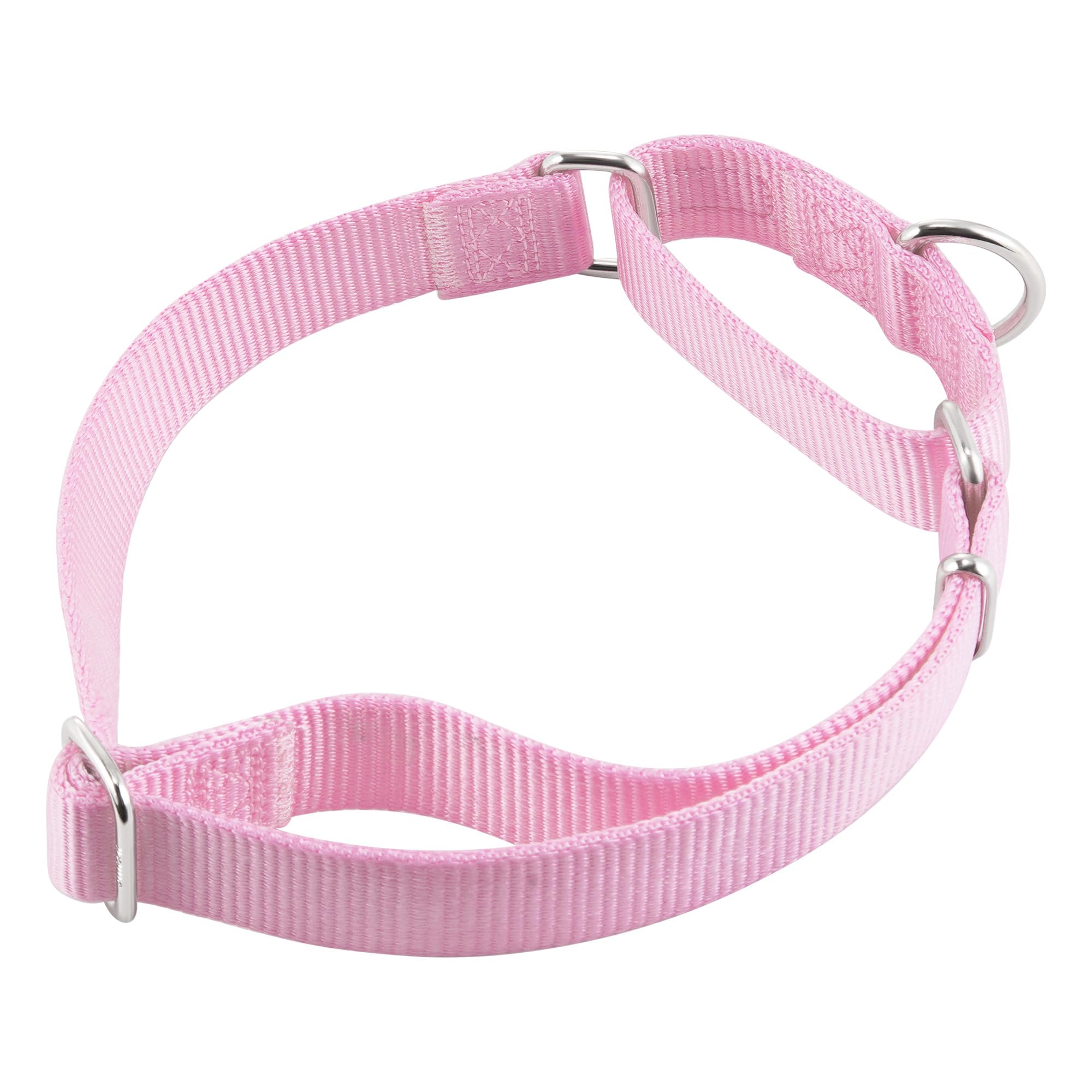 Hyhug martingale collar xl pink closeup-nylon-weave highlights durable colorfast nylon construction.