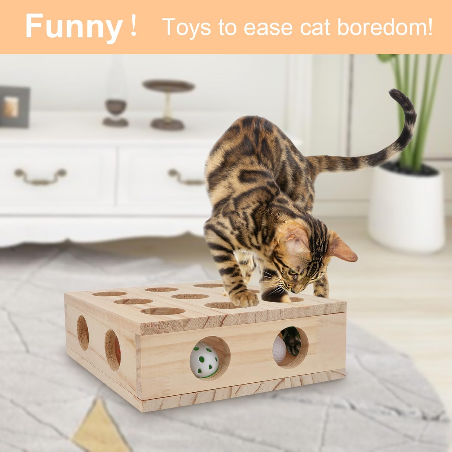 Hypeety Interactive Cat Toy Puzzle Box treat inside encourages sniffing and reward-based play