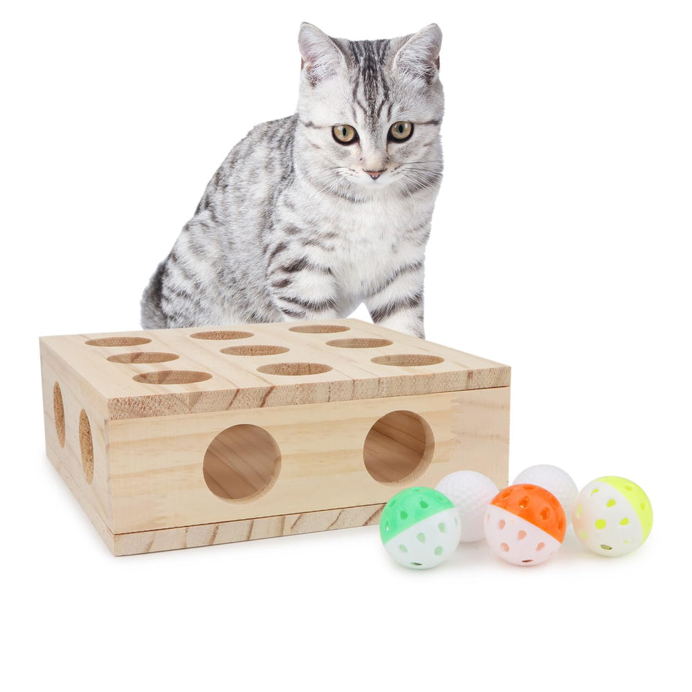 Hypeety Interactive Cat Toy Puzzle Box wooden treat maze shows durable wood for engaging play