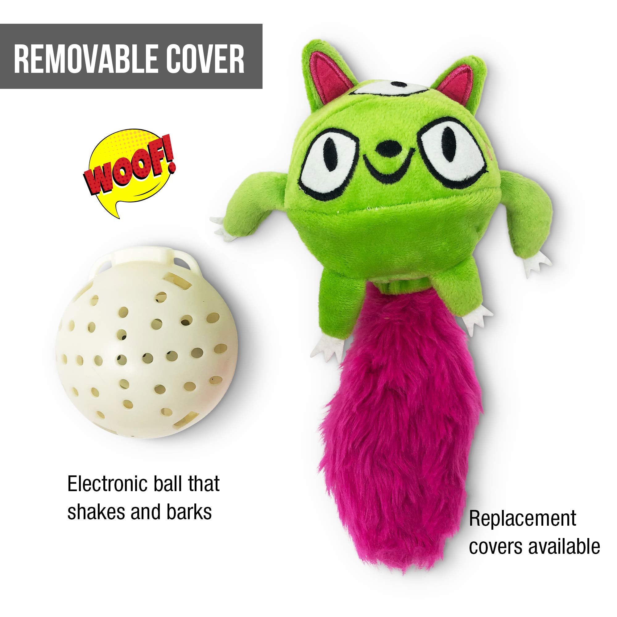 Hyper Pet Doggie Pal Monster toy soft-plush cover enhances indoor play.