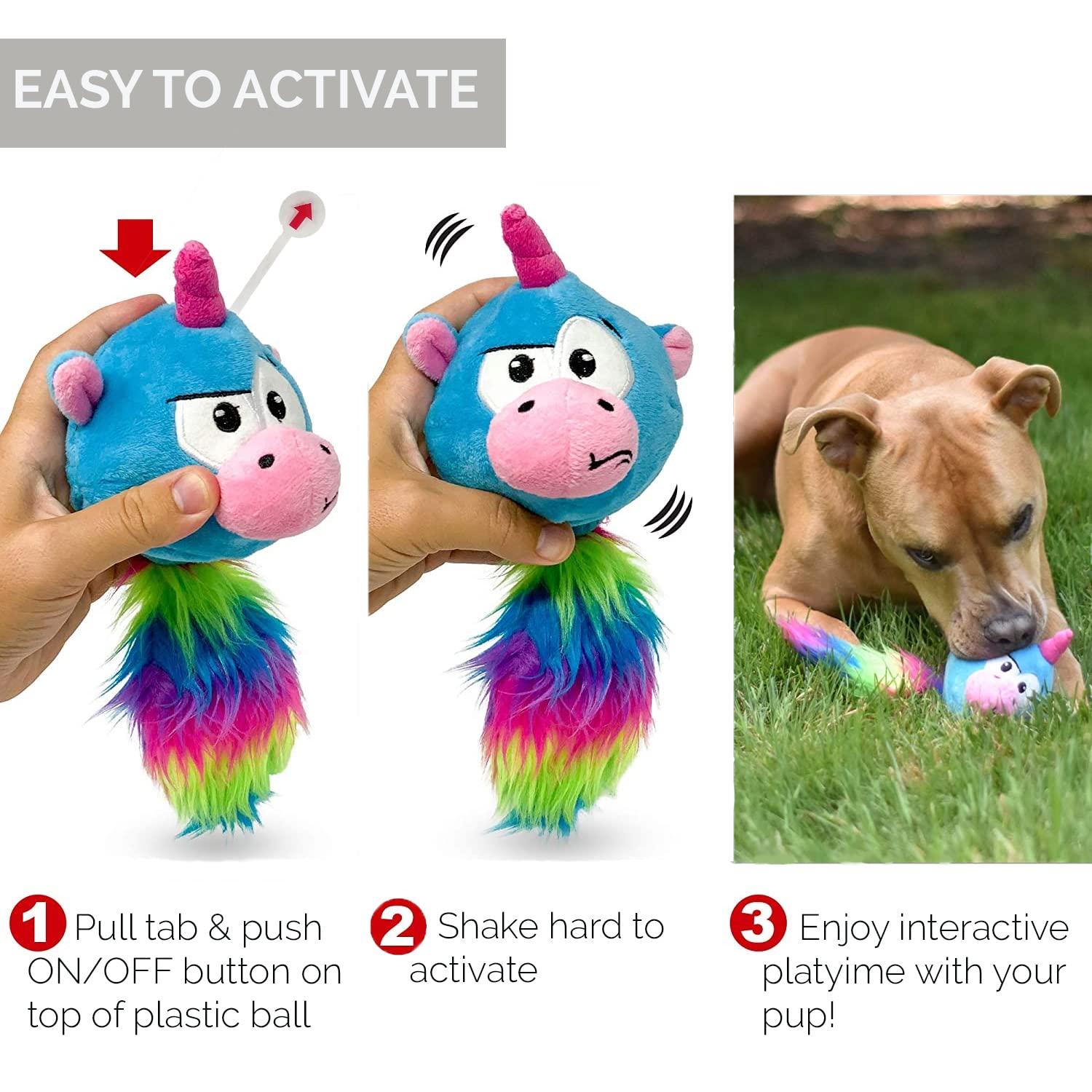 Hyper Pet Doggie Pal Unicorn plush closeup shows soft fabric for cuddly play