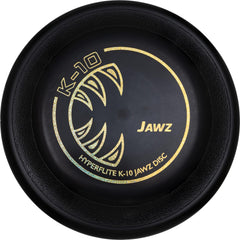 Hyperflite Jawz disc in flight for rugged outdoor fetch training.