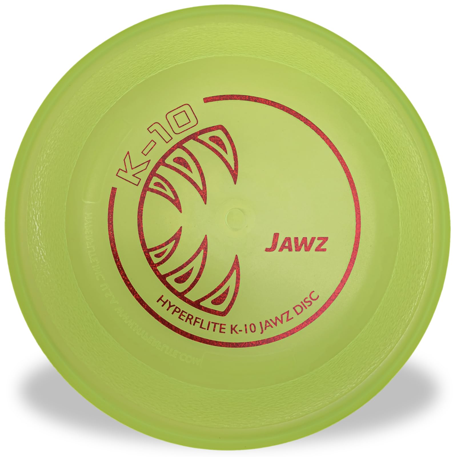 Hyperflite K-10 Jawz Yellow Disc front view enhances visibility during outdoor fetch sessions.