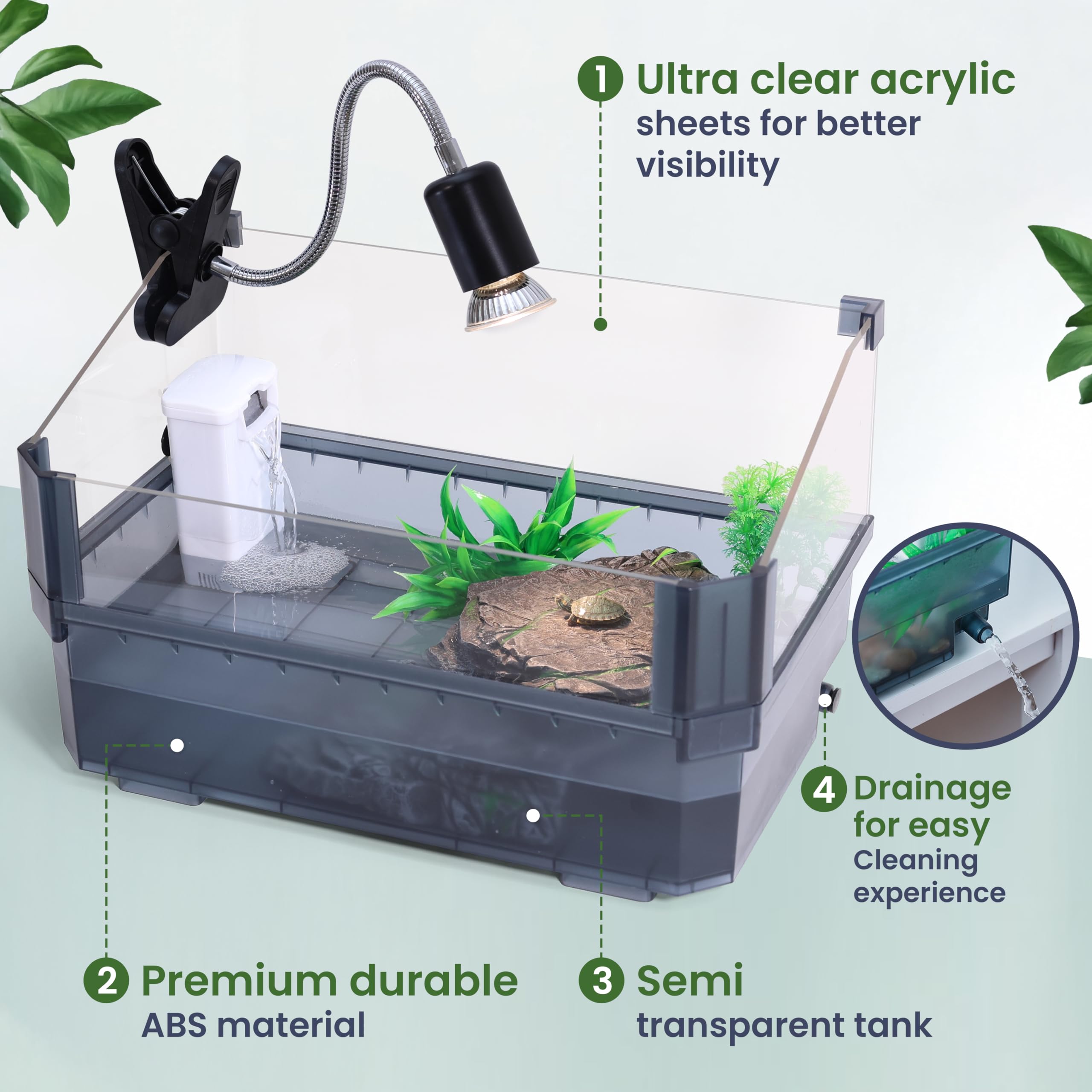 HYPESIDE small turtle tank kit basking platform for proper heat exposure