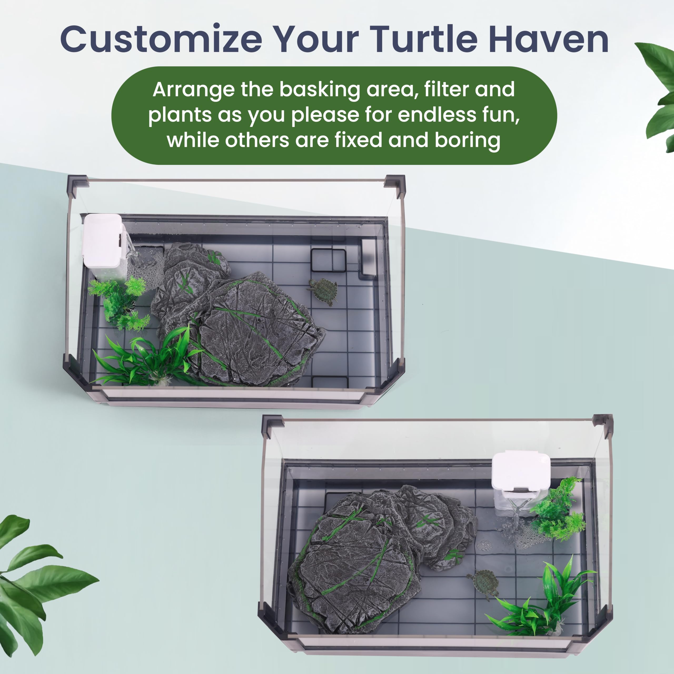 HYPESIDE small turtle tank kit built-in drain simplifies water changes