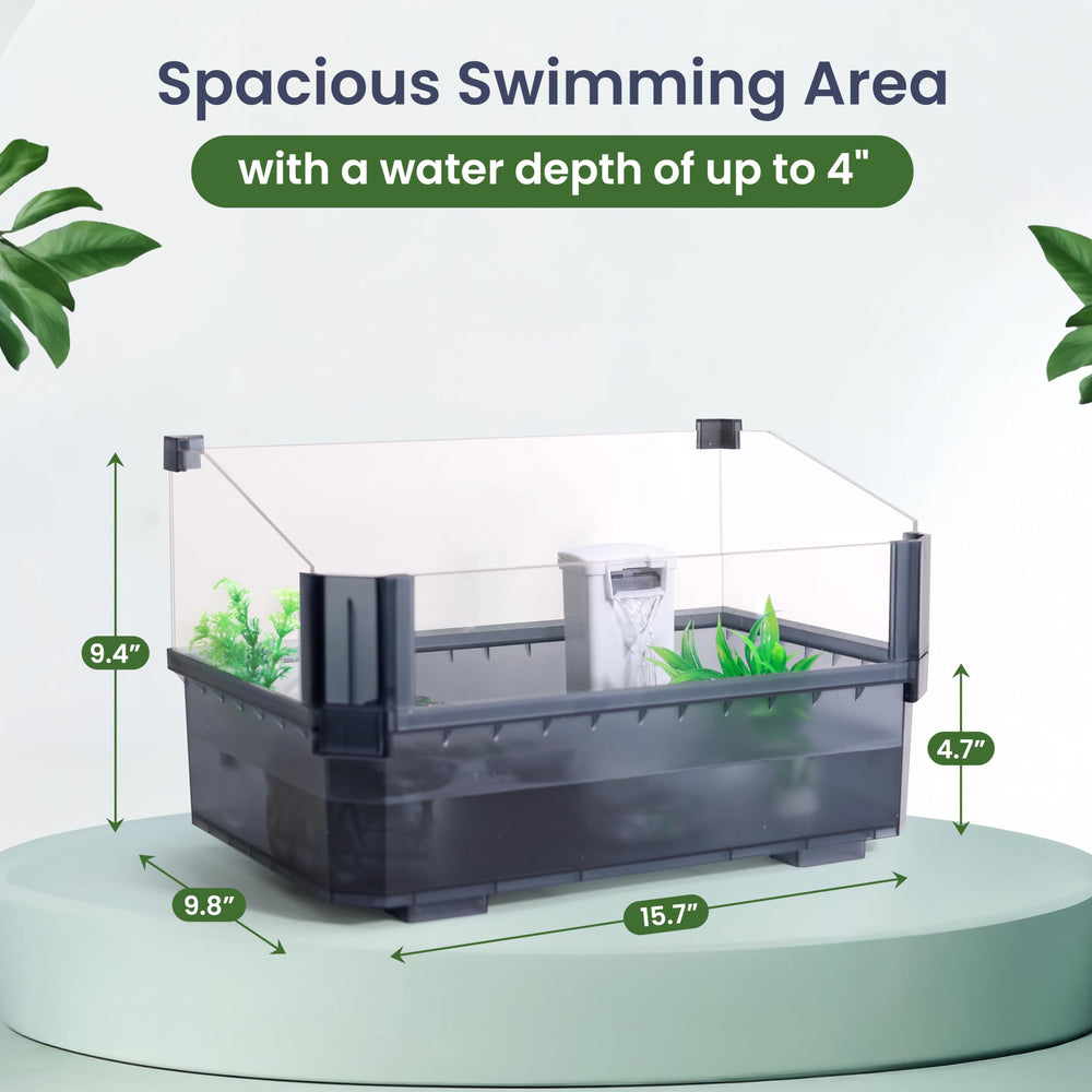 HYPESIDE small turtle tank kit compact acrylic design with 360-degree visibility